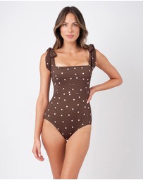 UNE PIECE - Textured Classic Square Neck One Piece Swimsuit