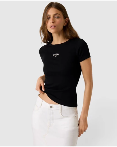 GUESS - GUESS JEANS Short Sleeve Ribbed Embroidered Tee