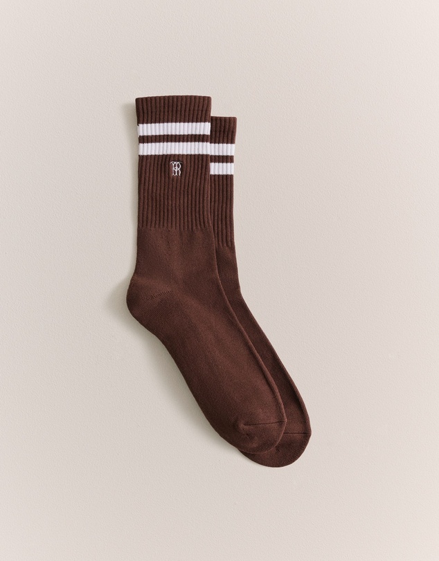 Trenery - Monogram Rib Sport Sock in Rich Brown