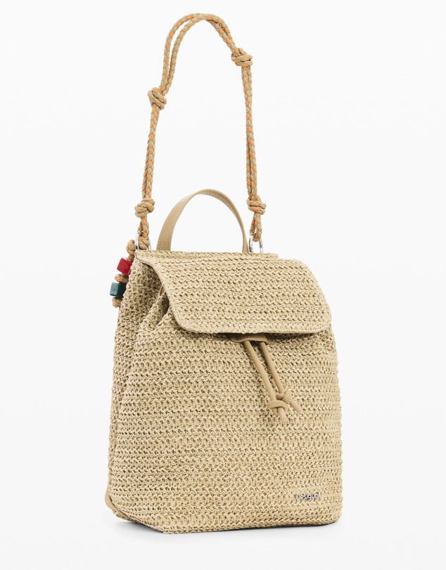 Desigual - Small raffia backpack with charms