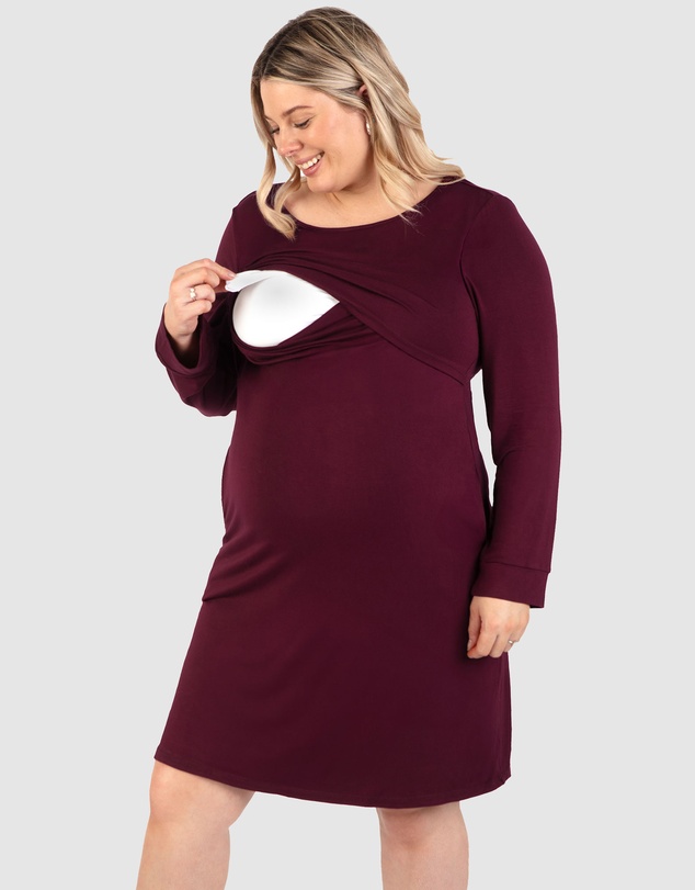 B Free Intimate Apparel - Bamboo Long Sleeve Maternity & Nursing Dress