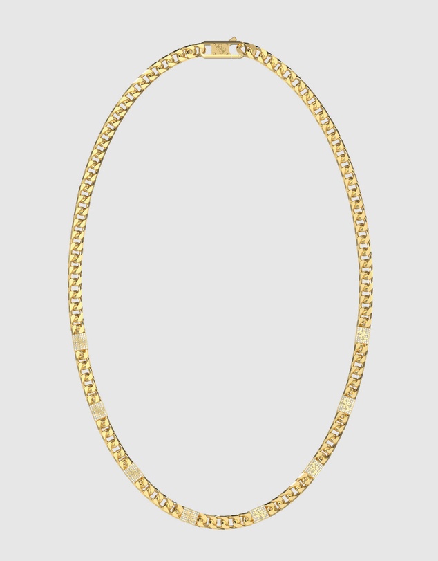 GUESS - Gold-Tone 4G Curb Chain Pave Necklace