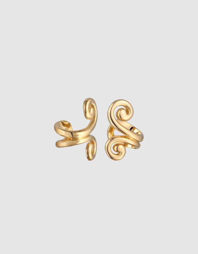 Elli Jewelry - Earrings Earcuff Spiral 925 Sterling Silver Gold-plated