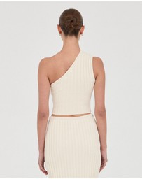 FRIEND of AUDREY - The Cotton Rib One-Shoulder Top