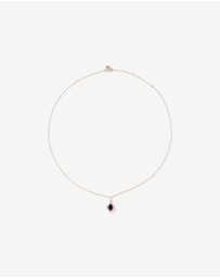 Michael Hill - Pear Cut Created Sapphire and Diamond Halo Pendant Necklace in 10kt Yellow Gold