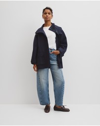 Country Road - Wool Blend Tailored Funnel Coat