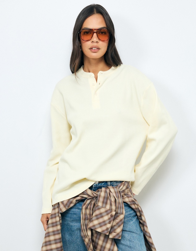 AERE - Oversized Cotton Henley Tee