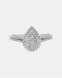 Michael Hill - 0.30 Carat TW Pear Cluster Halo Diamond Ring in 10kt White Gold