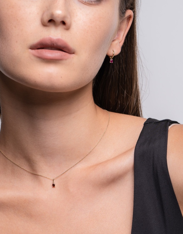 Luna Rae - Solid Gold - Garnet Necklace