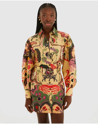 Farm Rio - Artsy Surreal Long Sleeve Mini Dress