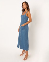 Petal & Pup - Bettie Midi Dress - Mid Blue Denim