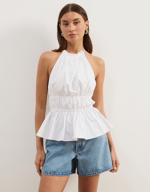 Atmos&Here - Georgia Ruched Cotton Halter Top
