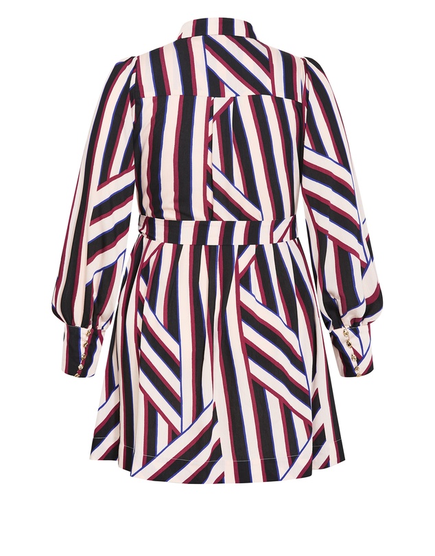 City Chic - Plus size Timeless Stripe Mini Dress - bone