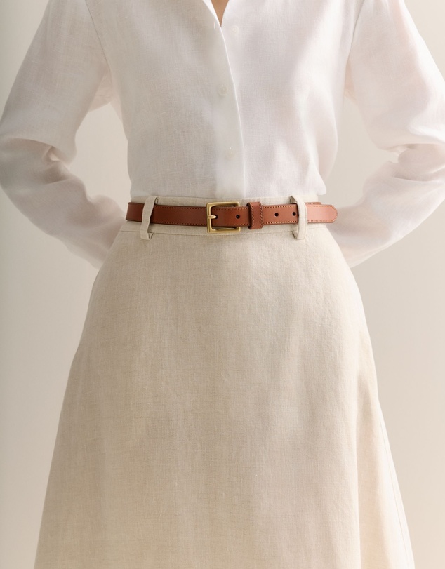 Trenery - Leather Slim Belt in Tan
