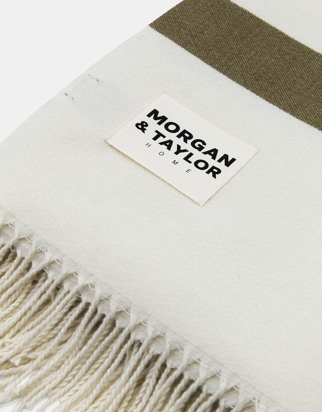 Morgan & Taylor - Kori Throw Blanket in Green, Cream and Brown Stripes