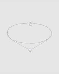 Elli Jewelry - Necklace Choker Basic Layer with Moonstone in 925 Sterling Silver