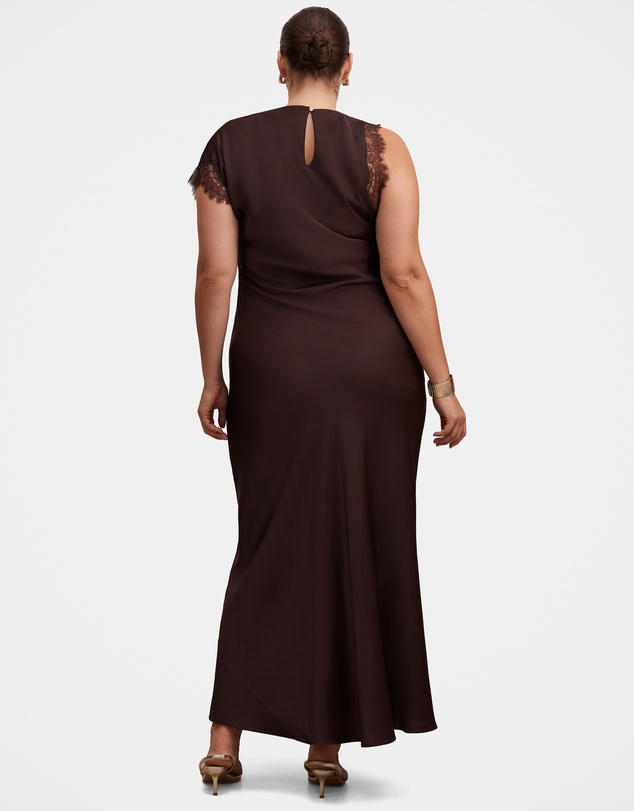 Forever New Curve - Kody Curve Satin Lace Asymmetric Dress