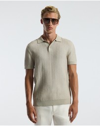 Calibre - Honeycomb Knit Polo Stone