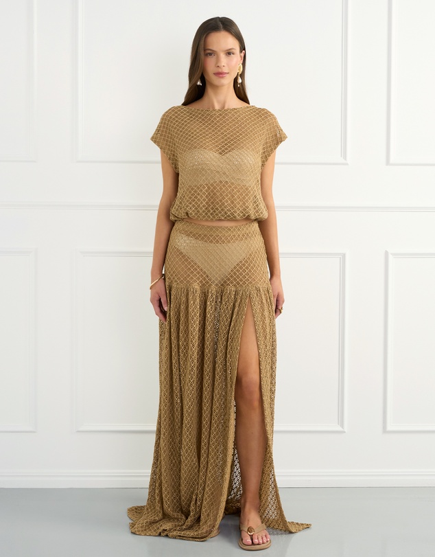 Aqua Blu Australia - Beige Pia Maxi Skirt