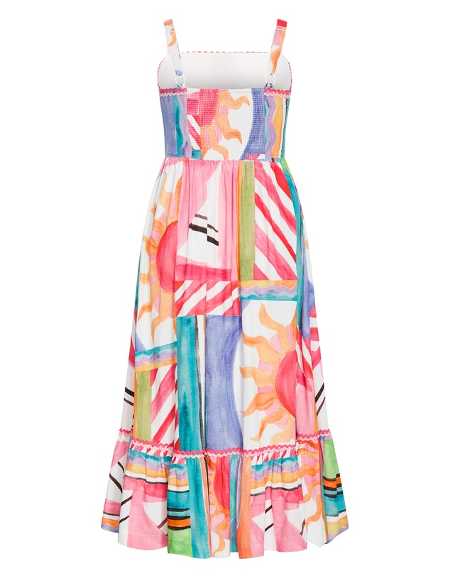 City Chic - Plus size Sunlit Print Maxi Dress - peachy pink
