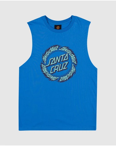 Santa Cruz - Flame Ringed Dot Front Muscle Tee - Teens