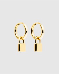 Najo - Love Lock Yellow Gold Huggie Earrings