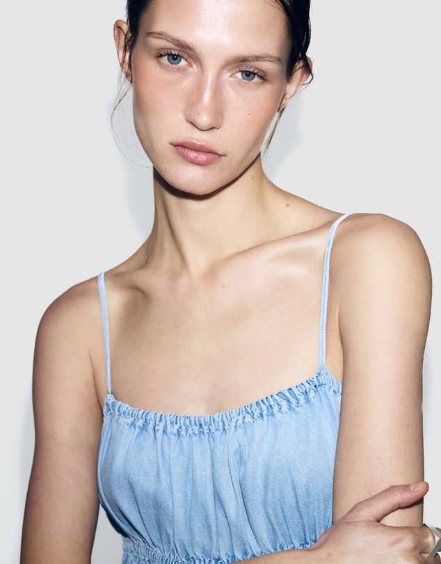 M.N.G - Lyocell Ruched Denim Dress