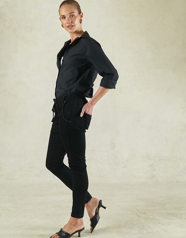 DRICOPER DENIM - Active Black Ankle Length Jeans