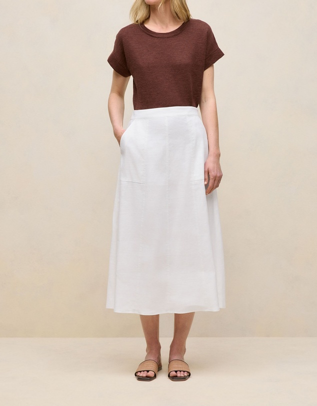 Trenery - Stretch Linen Patch Pocket Skirt in White