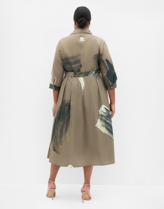 City Chic - Plus size Angel Print Shirt Dress - khaki