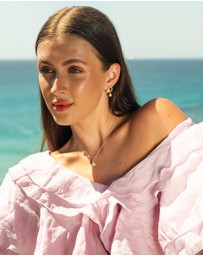 Georgini - Noosa Pink Freshwater Pearl And Morganite Cubic Zirconia Earrings Silver