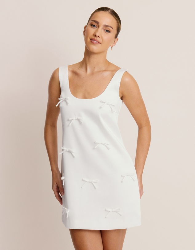 Six Stories - Scoop Neck Bow Detail Mini Dress
