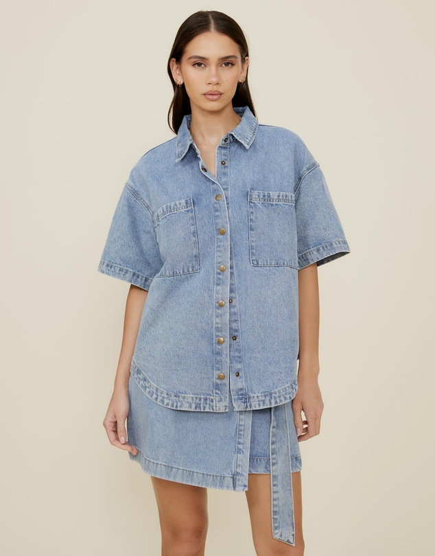 The Fated - Ali SS Denim Shacket