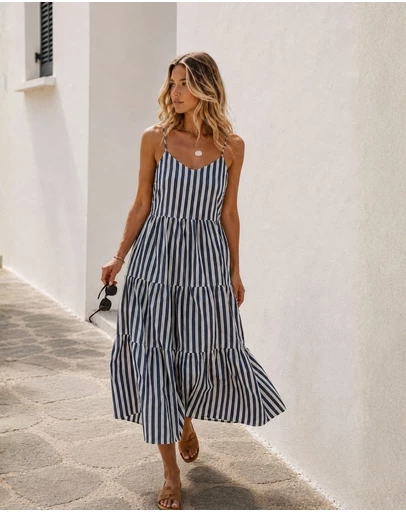 Esther & Co - Sona Dress - Navy Stripe