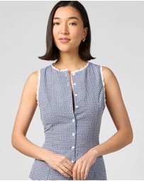 MVN - Gingham Lace Trim Top