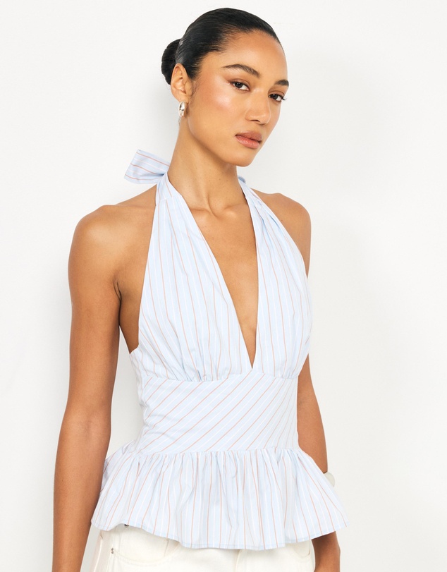 AERE - Halle Striped Halter Top
