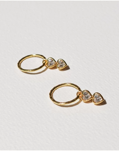 SAINT VALENTINE - Two Of A Kind Heart Mini Hoops - Gold