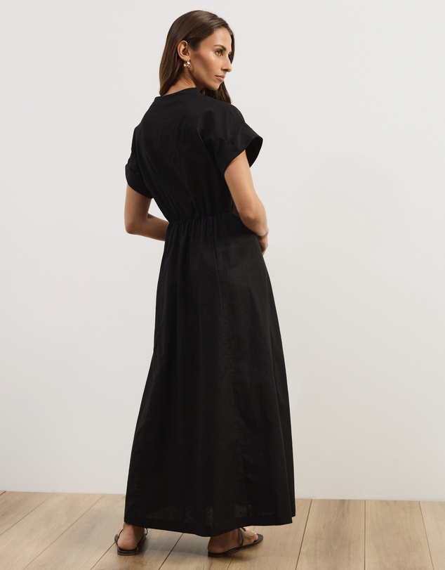 Atmos&Here - Jaci Linen Blend A-Line Shift Midi Dress