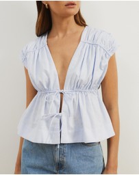 Atmos&Here - Belia Linen Blend Tie Front Top