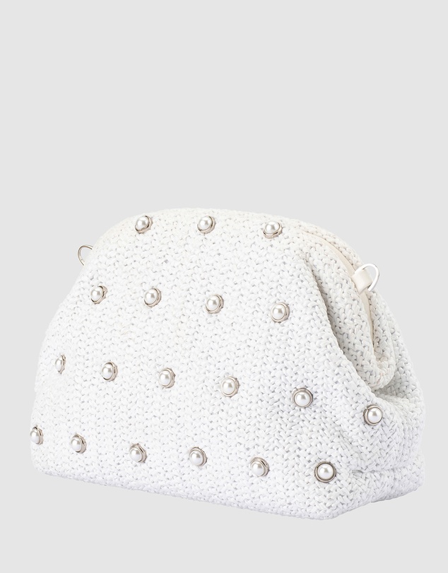 Olga Berg - Kaia Studded Woven Clutch