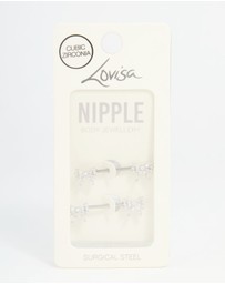 Lovisa - Surgical Steel Cubic Zirconia Double Bow Nipple Piercings 2-Pack