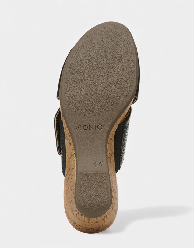 Vionic - Leticia Wedge Sandal - Black Leather