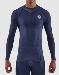 SKINS - SKINS Compression Men's Series-3 Running/Gym Long Sleeve Top Navy Blue