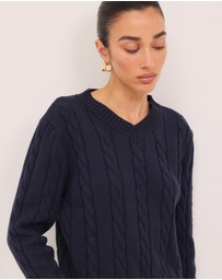 Calli - Leo Wool Blend Cable Knit Jumper