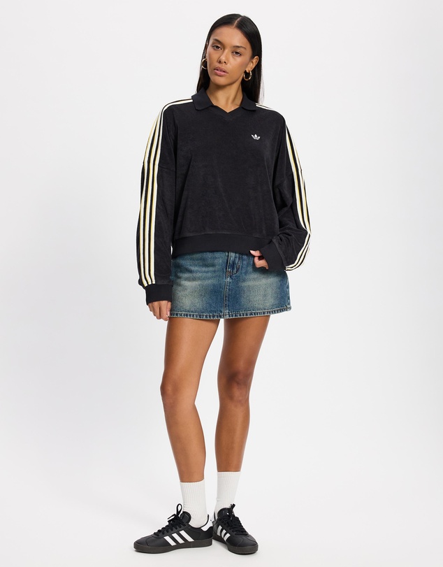 adidas Originals - Terry Towel V-Neck Long Sleeve Top