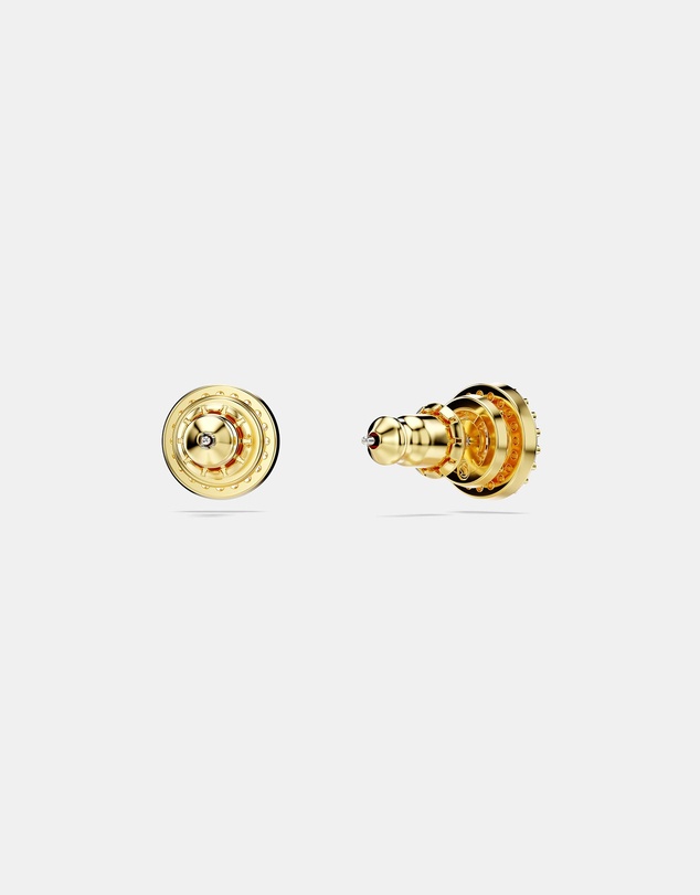 Swarovski - Una Angelic stud earrings, Round cut, Gold tone, Gold-tone plated