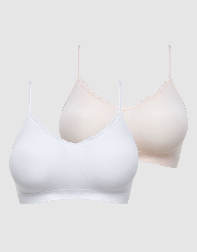 Billet Doux - Zen Attitude Crop Top Style Wirefree Bralette - 2 Pack
