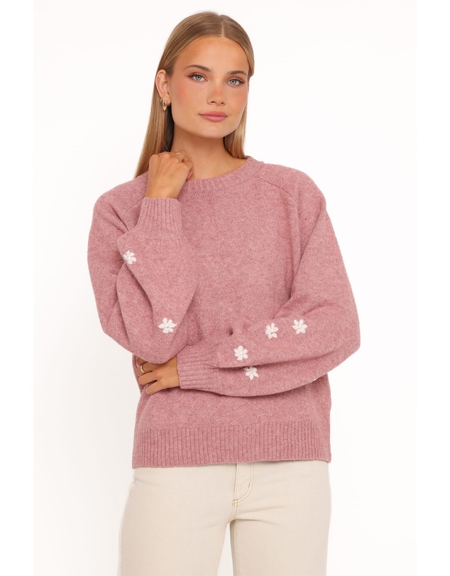 Petal & Pup - Fleming Flower Applique Sweater - Rose