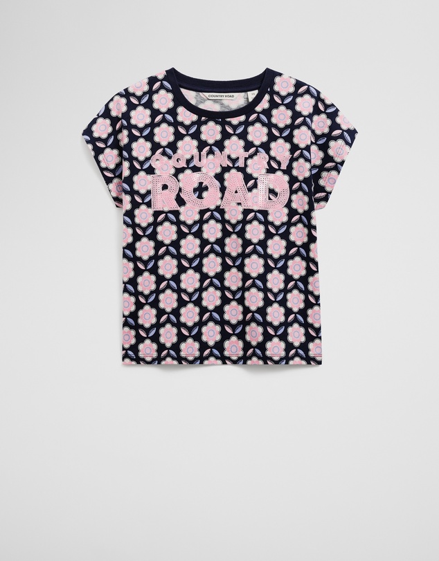 Country Road - Organically Grown Cotton Sequin Logo T-shirt
