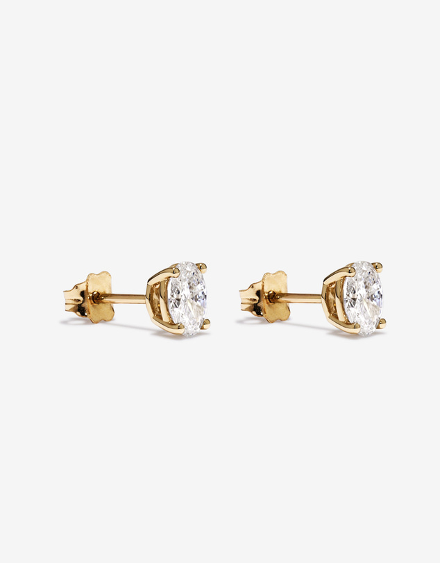 Michael Hill - 1.00 Carat TW Oval Cut Laboratory-Grown Diamond Solitaire Stud Earrings in 10kt Yellow Gold